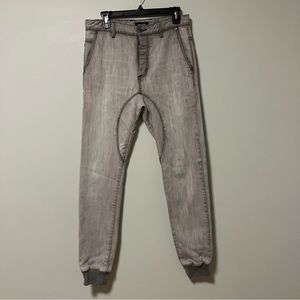 Zanerobe light grey dynamo denim joggers jeans